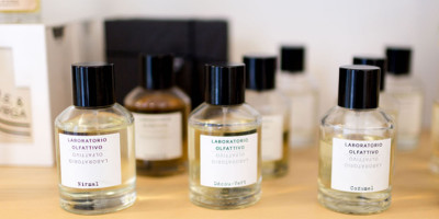 Un grupo de perfumes envasados en diversos tamaños y formas